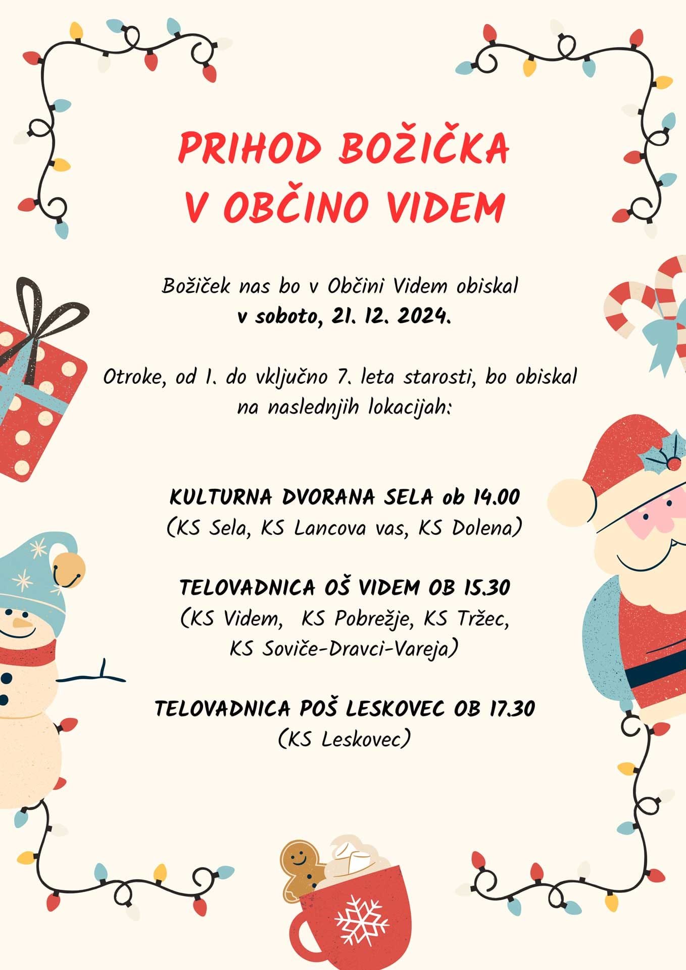 Prihod Božička v Občino Videm