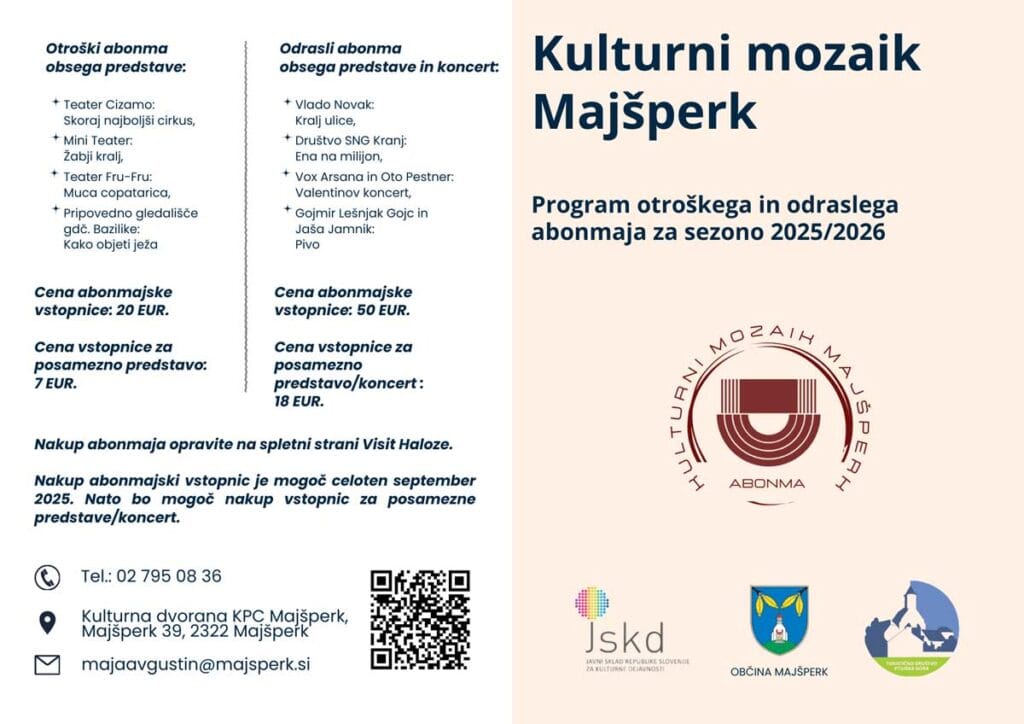 Kulturni mozaik Majšperk, abonmajska sezona 2025/2026